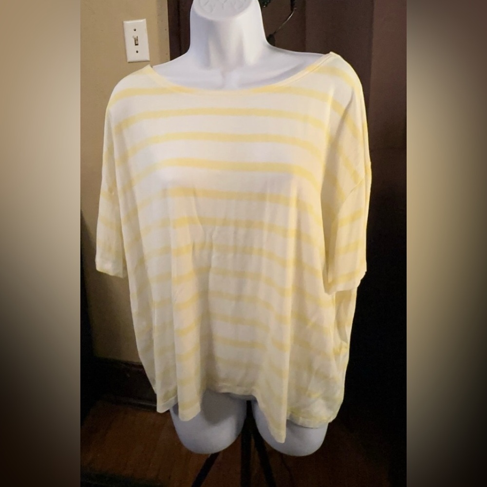 Old Navy Light Yellow Striped Tee